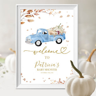 Pumpkin Fall Boy Baby Shower Welcome Sign Poster