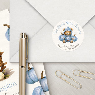 Pumpkin Fall Boy Shower Birthday Classic Round Sticker