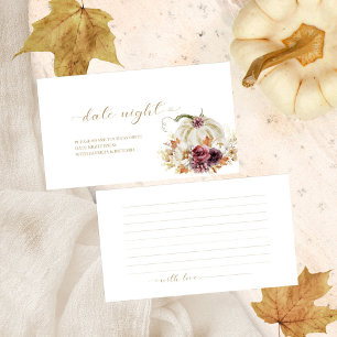 Pumpkin Fall Bridal Shower Date Night Cards