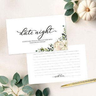 Pumpkin Fall Bridal Shower Date Night Cards