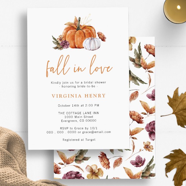 Pumpkin Fall Bridal Shower Invitation (Pumpkin Fall In Love Bridal Shower Invitation by Painted Paperie)