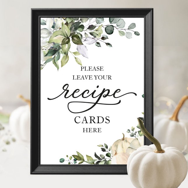Pumpkin Fall Bridal Shower Recipe Cards Sign (Creator Uploaded)