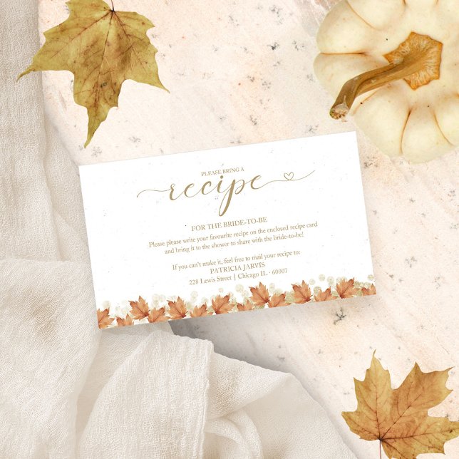 Pumpkin Fall Bridal Shower Recipe Request Enclosure Card (Creator Uploaded)