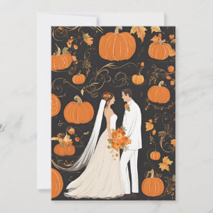 pumpkin fall engagement party invitations