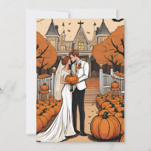pumpkin fall engagement party invitations
