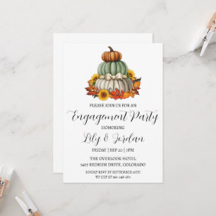 pumpkin fall engagement party invitations