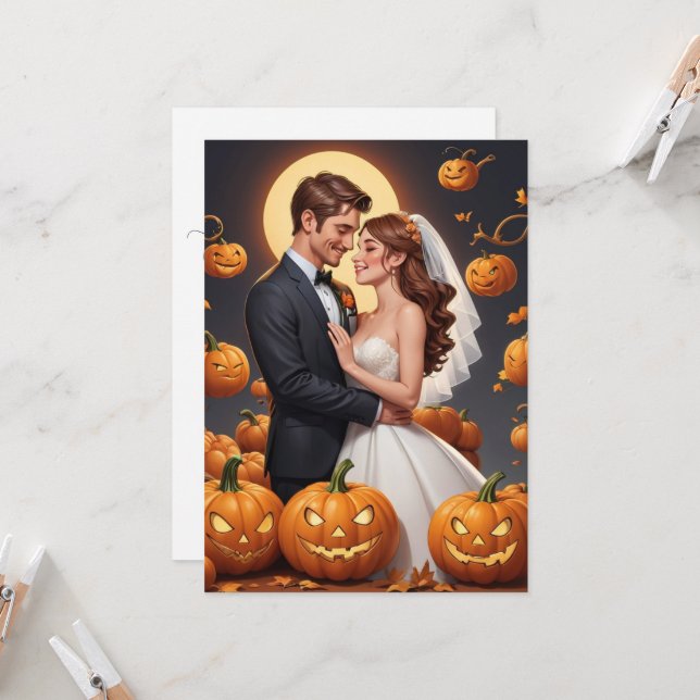 pumpkin fall engagement party invitations (Front/Back In Situ)