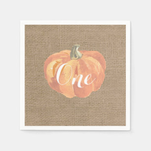 Pumpkin Fall First Birthday Party Burlap Napkin