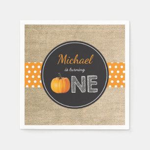 Pumpkin Fall First Birthday Party Napkin