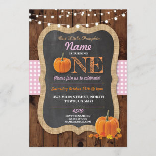 Pumpkin Fall First Birthday Party One Invite