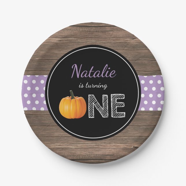 Pumpkin Fall First Birthday Party Paper Plates (Front)