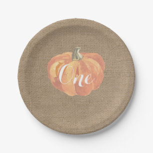 Pumpkin Fall First Birthday Party Paper Plates