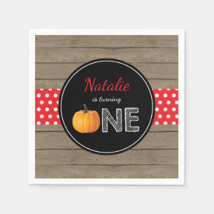 Pumpkin Fall First Birthday Party Red Napkin