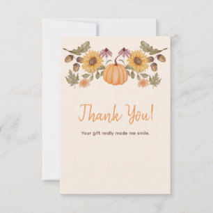 Pumpkin Fall Floral Autumn Baby Shower Thank You Card