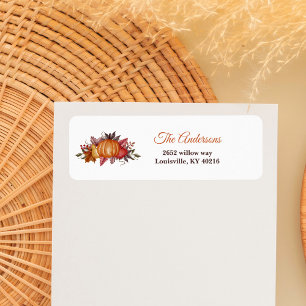 Pumpkin Fall Floral Baby Shower return address  Label