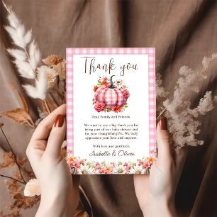 Pumpkin Fall Floral Baby Shower Thank You Card