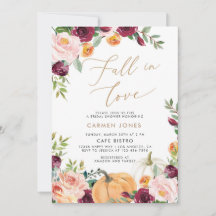 Pumpkin Fall Floral Bridal Shower Invitation