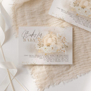 Pumpkin Fall floral & Pampas Baby Shower Books  Enclosure Card