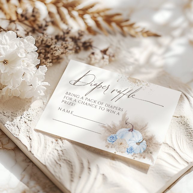 Pumpkin Fall floral & Pampas Baby Shower Diaper  Enclosure Card (Creator Uploaded)