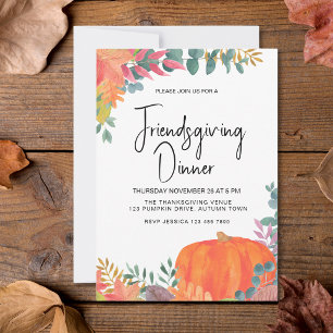 Pumpkin Fall Foliage Friendsgiving Dinner Invitation