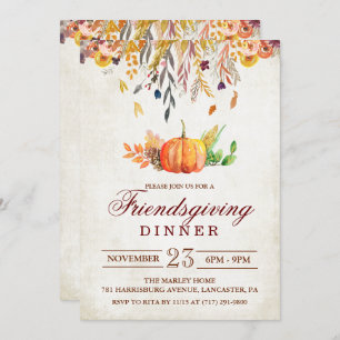 Pumpkin Fall Friendsgiving Dinner Invitation