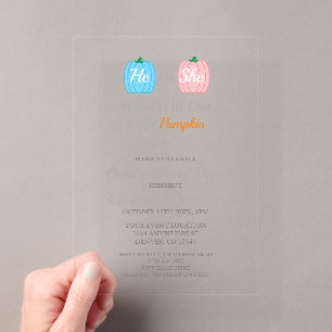 Pumpkin Fall Gender Reveal Acrylic Invitations