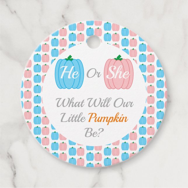 Pumpkin Fall Gender Reveal Favour Tags (Front)