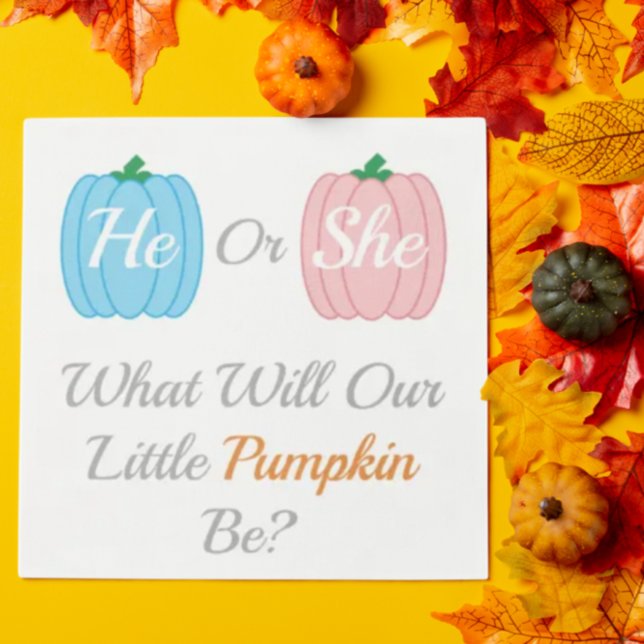 Pumpkin Fall Gender Reveal Napkin (Creator Uploaded)