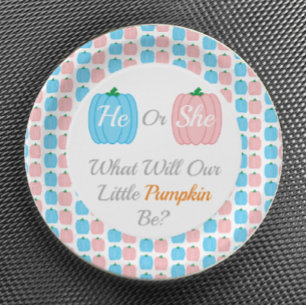 Pumpkin Fall Gender Reveal Paper Plate