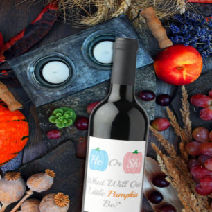 Pumpkin Fall Gender Reveal Wine Label
