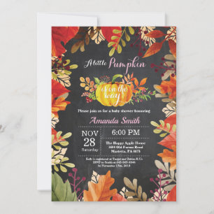 Pumpkin Fall Girl Baby Shower Invitation