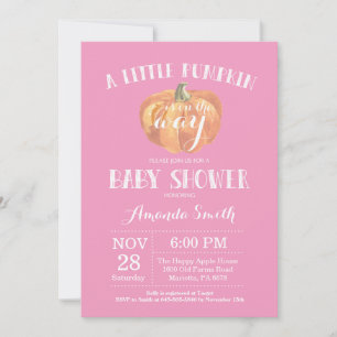 Pumpkin Fall Girl Baby Shower Invitation Pink