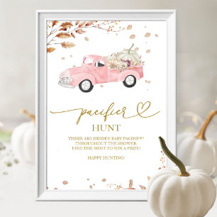Pumpkin Fall Girl Baby Shower Pacifier Hunt Sign
