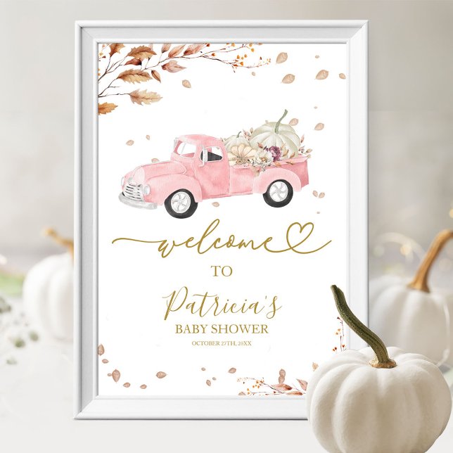 Pumpkin Fall Girl Baby Shower Welcome Sign (Creator Uploaded)