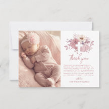 Pumpkin Fall Girl Baptism Photo Thank You Card
