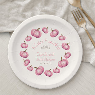 Pumpkin Fall Girl Shower Birthday Paper Plate