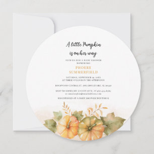 Pumpkin Fall Girls Baby Shower Rust Leaves Invitation