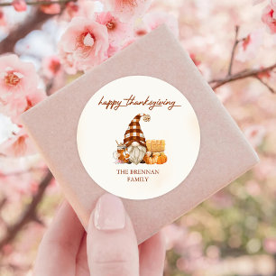 Pumpkin Fall Gnomes Thanksgiving Classic Round Sticker