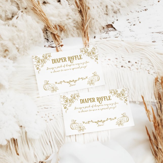 Pumpkin Fall Gold Whimsical Floral Baby Shower Enclosure Card (Creator Uploaded)