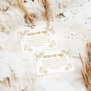 Pumpkin Fall Gold Whimsical Floral Baby Shower Enclosure Card