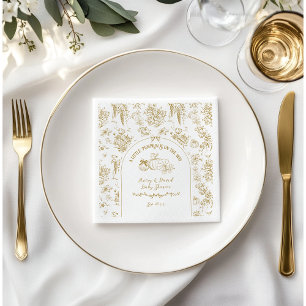 Pumpkin Fall Gold Whimsical Floral Baby Shower Napkin
