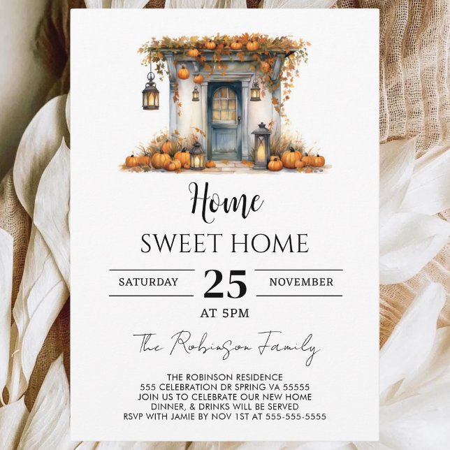 Pumpkin Fall Housewarming Party Home Sweet Home Invitation (Creator Uploaded)