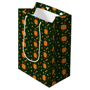Pumpkin Fall Leaves Medium Gift Bag