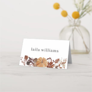 Pumpkin Fall Leaves - Thank You Place Card