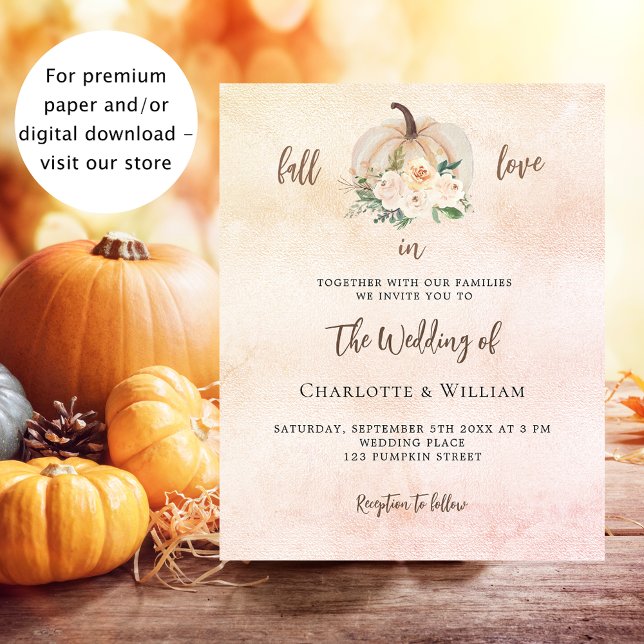 Pumpkin fall love cream budget wedding invitation (Creator Uploaded)