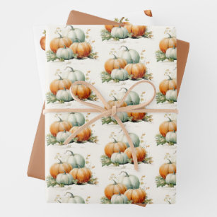 Pumpkin Fall Neutral Baby Shower Wrapping Paper Sheet