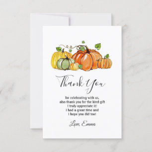 pumpkin, fall party, thank you card