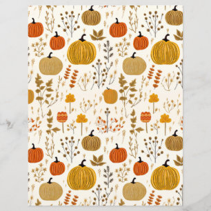 pumpkin fall pattern scrapbook paper