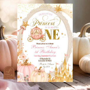 Pumpkin Fall Princess 1st Birthday Invitation
