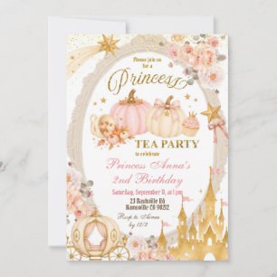 Pumpkin Fall Princess Tea Party Birthday Invitation